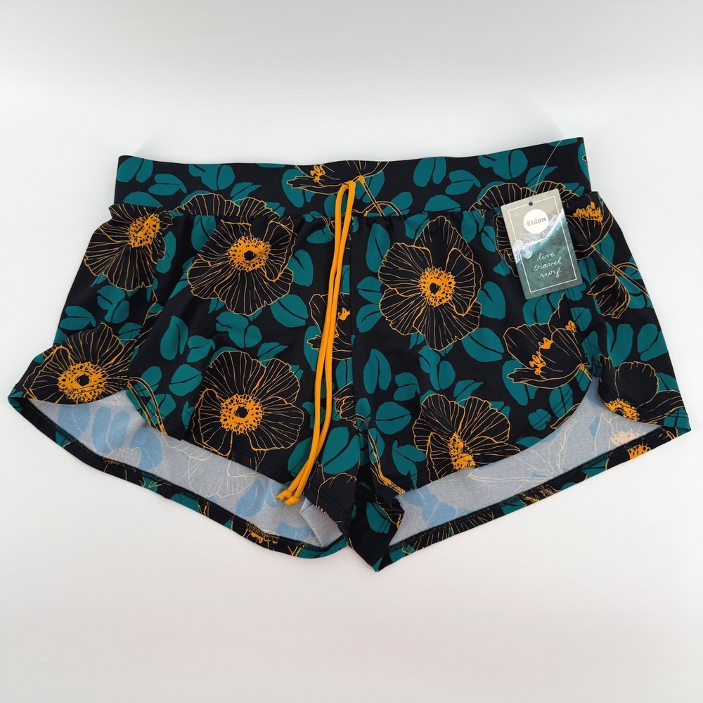 Eidon Bounce Swim Shorts Dark Navy Teal Floral Board Shorts Womens Small NEW